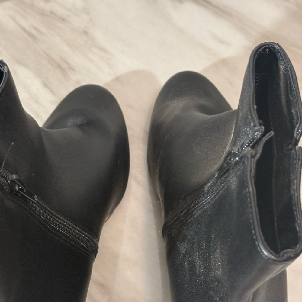 Women’s Black Ankle Wedge Booties - Sleek Zip Closure - Picture 6 of 7
